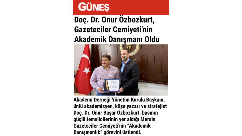 Doç. Dr. Onur Özbozkurt, Gazeteciler Cemiyeti\\\\\\\'nin Akademik Danışmanı Oldu