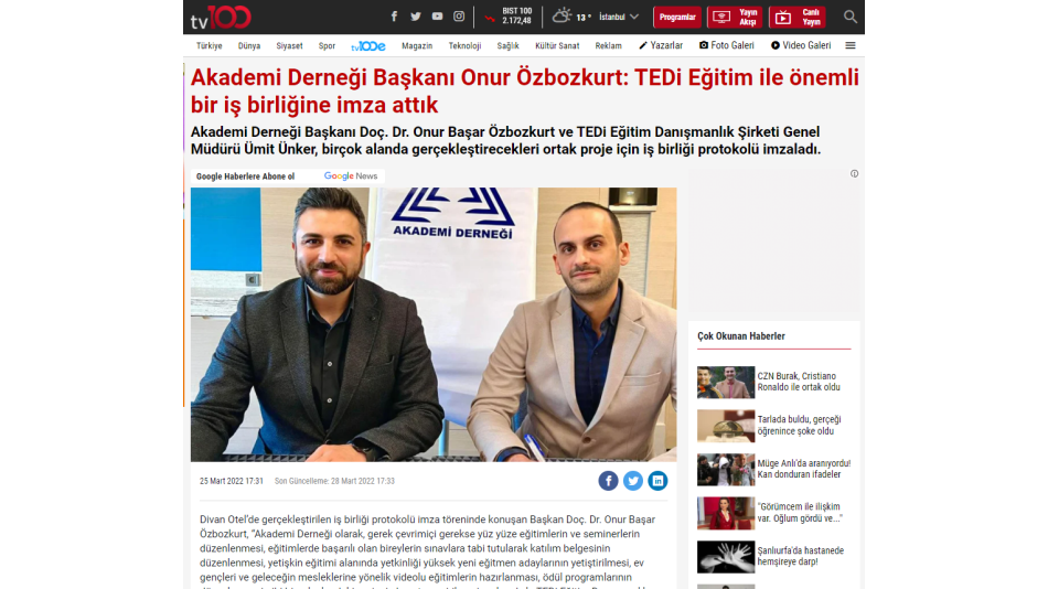 Akademi Derneği ve TEDi Eğitim Danışmanlık Arasında İş Birliği Protokolü İmzalandı