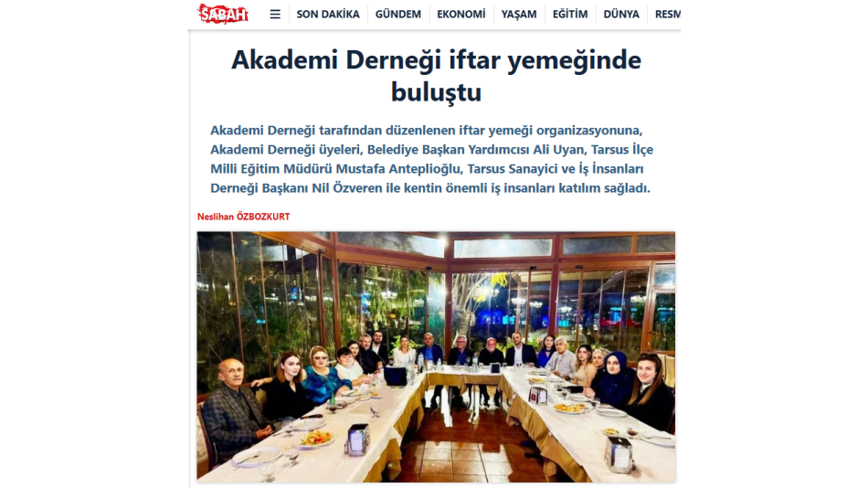 Akademi Derneği İftar Yemeğinde Buluştu
