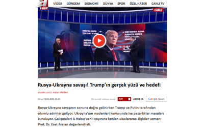 Rusya-Ukrayna savaşı! Trump’ın gerçek yüzü ve hedefi. Detayları Yönetim Kurulu Üyemiz Prof. Dr. Esat Arslan Aktardı